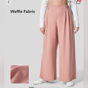 Halara Waffle Casual Pants Plicated Side Pockets Wide Leg 3X Rose